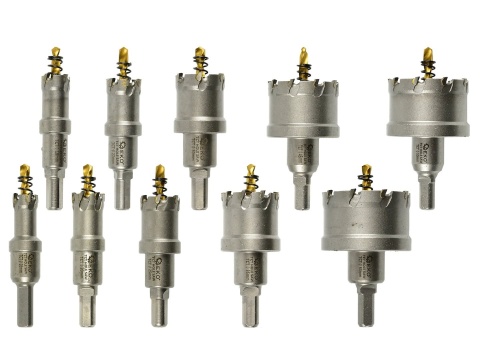 Komplet otwornic widiowych GEKO do metalu z wiertłem tytanowym 10szt. 16-53mm