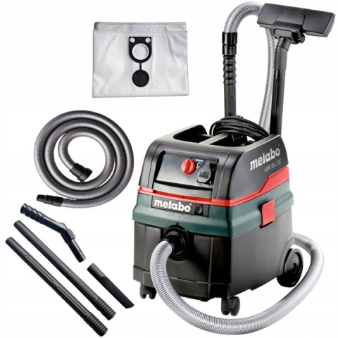 Odkurzacz przemysłowy Metabo ASR 1400 W z wytrzęsaniem osprzęt