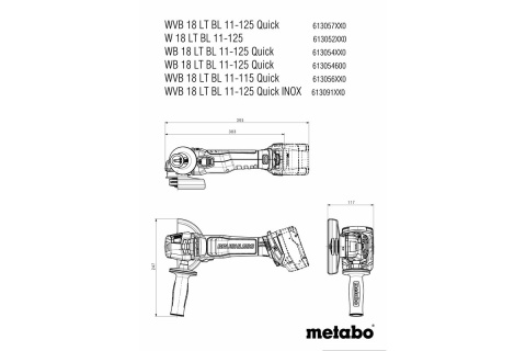 Szlifierka akumulatorowa METABO WVB 18 LT BL 11-125 Q 18V 2x5.5Ah i ładowarka