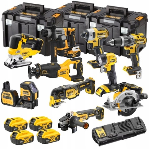 ZESTAW 10 ELEKTRONARZĘDZI 18V XR 4x5,0Ah ŁADOWARKA DEWALT DCK1012P4T-QW
