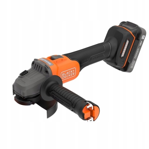 Akumulatorowa szlifierka kątowa 115mm 18V, Black Decker 2x2,0Ah