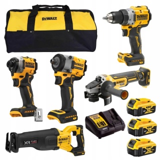 DEWALT ZESTAW NARZĘDZI 18V DCK509P3 (DCD800, DCF850, DCF922, DCS386, DCG405, 3X5,0aH, ŁADOWARKA, TORBA)