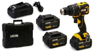 JCB Pro Power Tools 18V Zestaw Kompaktowa wiertarko-wkrętarka udarowa 75 Nm 2x akumulator 5.0Ah Szybka ładowarka 4.5A