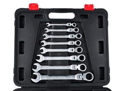 Klucze płasko-oczkowe łamane z grzechotką Keltin 8-32mm 13el./walizka/