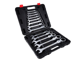 Klucze płasko-oczkowe łamane z grzechotką Keltin 8-32mm 13el./walizka/