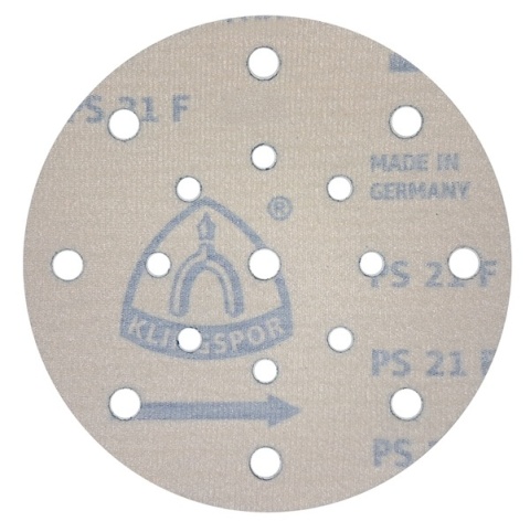 Krążek ścierny cyrkonowy Klingspor PS 21 FK 150 mm P100 na rzep z 17 otworami