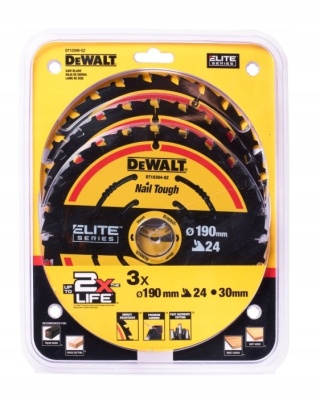PIŁA TARCZOWA DO DREWNA ELITE 190*30MM 24 ZĘBY 3-PAK DT10399-QZ
