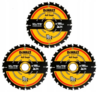 PIŁA TARCZOWA DO DREWNA ELITE 190*30MM 24 ZĘBY 3-PAK DT10399-QZ