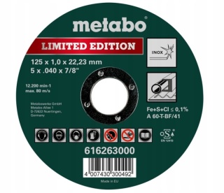 Tarcza tnąca Metabo 125x1,0x22,23 Inox Limited  Edition