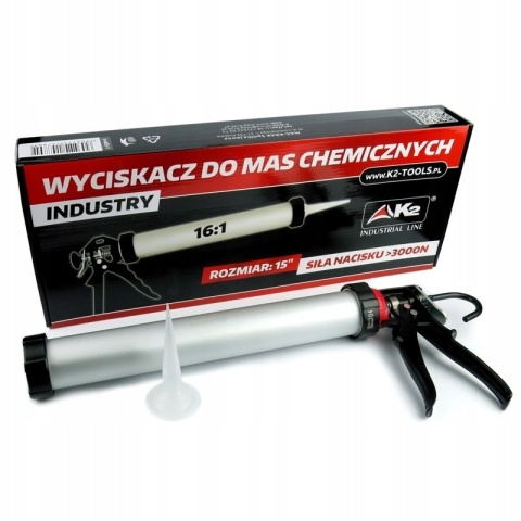 Wyciskacz ręczny do mas K2 INDUSTRY zamknięty 13,5" – siła nacisku >2000 N, przełożenie 12:1, stalowe łoże