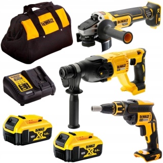 Zestaw narzędzi DEWALT DCH133 DCG405 DCF620, 18V XR, Li-Ion 2x5,0Ah