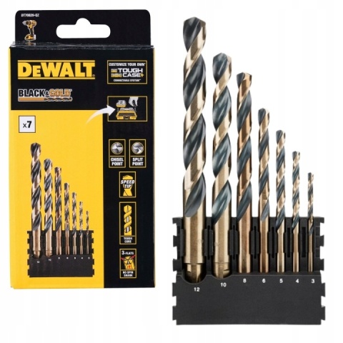 7 szt. Wiertła do metalu BLACK GOLD DEWALT