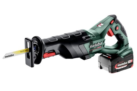 Akumulatorowa piła szablasta SSE 18 LTX BL w walizce metaBOX 145 L, z ładowarką ASC 55 2 akumulatory Li-ion 18 V / 5,2 Ah Meta