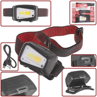Latarka czołowa z czujnikiem ruchu Tvardy LED COB 8W (5W 3W) 1800mAh 520lm IP44