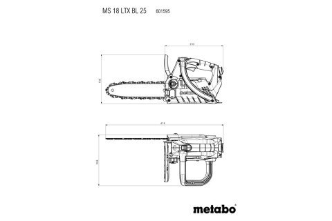 Pilarka łańcuchowa akumulatorowa SET MS 18 LTX BL 25 Metabo 601595900
