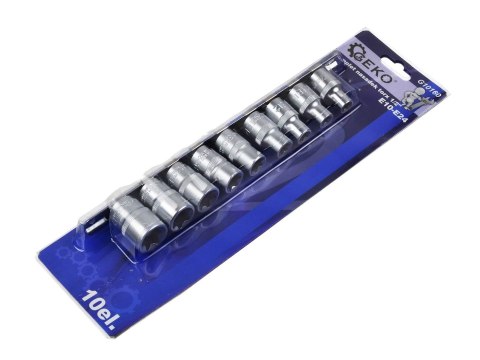 10el.kpl.nasadek torx E10-24,1/2"na listwie GEKO(20) Geko
