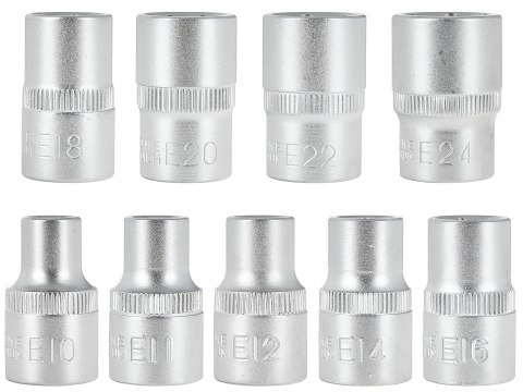 9el.kpl.nasadek torx E10-24,1/2"GEKO,walizka Geko
