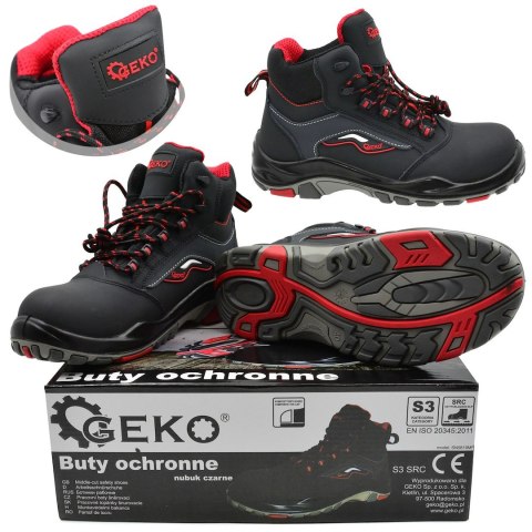 Buty ochronne model nr 9 nubuk czarne S3 SRC - r. 40 (10) Geko