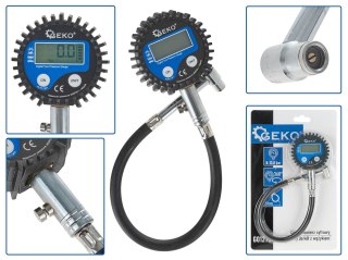 Ciśnieniomierz cyfrowy - elektroniczny do kół z wężykiem (60) Geko