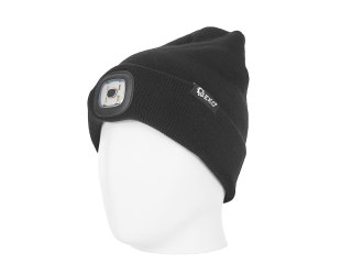 Czapka zimowa akumulatorowa z lampką LED (czarna) Geko
