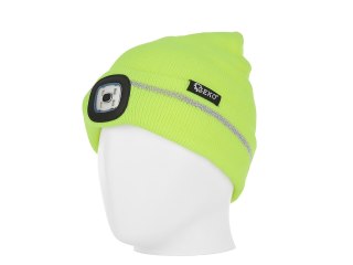 Czapka zimowa z odblaskiem akumulatorowa z lampką LED (żółta) Geko