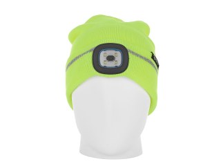 Czapka zimowa z odblaskiem akumulatorowa z lampką LED (żółta) Geko