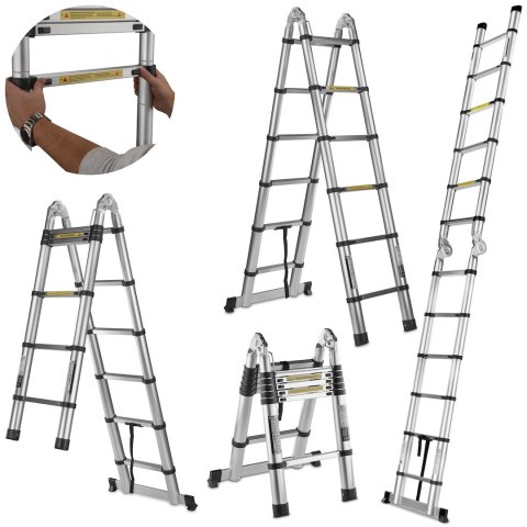 Drabina teleskopowa aluminiowa przegubowa 3,8m 150kg (1) Geko