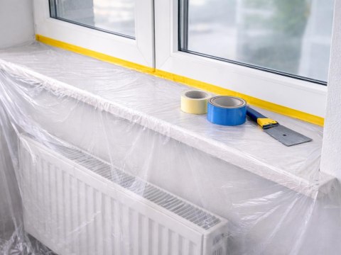 Folia malarska antychlap z taśmą washi 110cm x 20m / 16mm (30) Geko