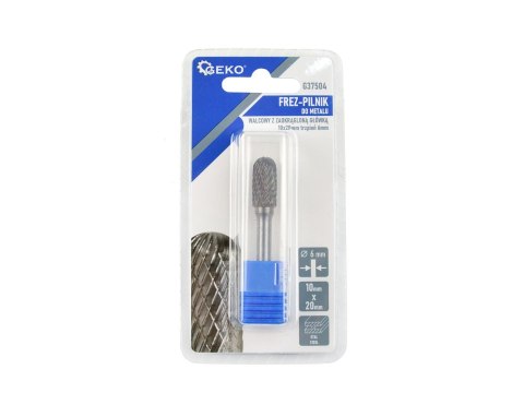 Frez-pilnik do metalu 10x20mm trzpień 6mm (walcowy z zaokrągloną główką) (200) Geko