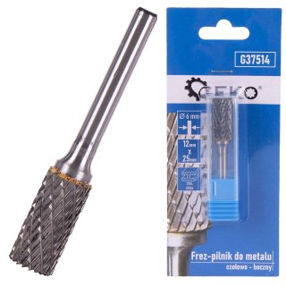 Frez pilnik do metalu z węglika wolframu 12x25mm trzpień 6mm (czołowo-boczny) (200) Geko