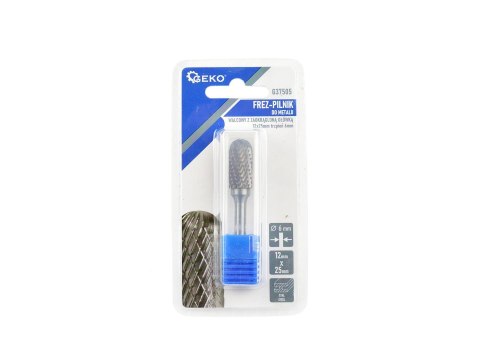 Frez-pilnik do metalu 12x25mm trzpień 6mm (walcowy z zaokrągloną główką) (200/300) Geko