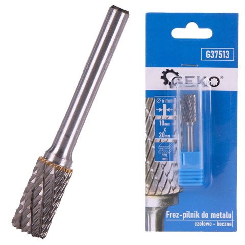 Frez-pilnik do metalu z węglika wolframu 10x20mm trzpień 6mm (czołowo-boczny) (200) Geko