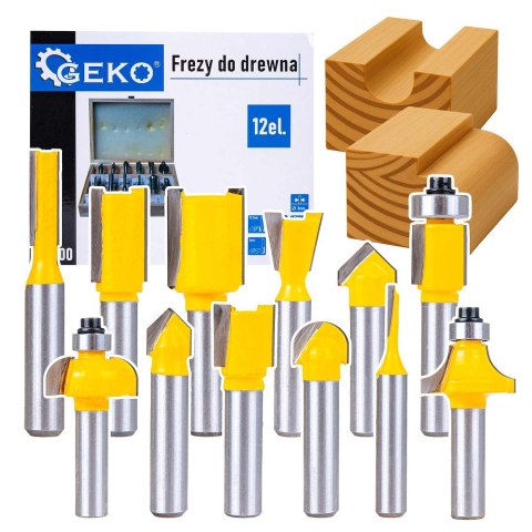 Frezy kształtowe do drewna 12 el./8mm/ GEKO(20) Geko