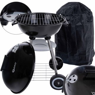 Grill węglowy okrągły z pokrywą i pokrowcem - ruszt średnica 39cm (1) Geko