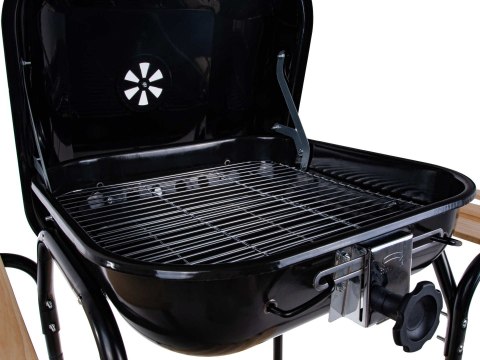 Grill węglowy z pokrywą i regulacją rusztu - ruszt 40x40cm Geko