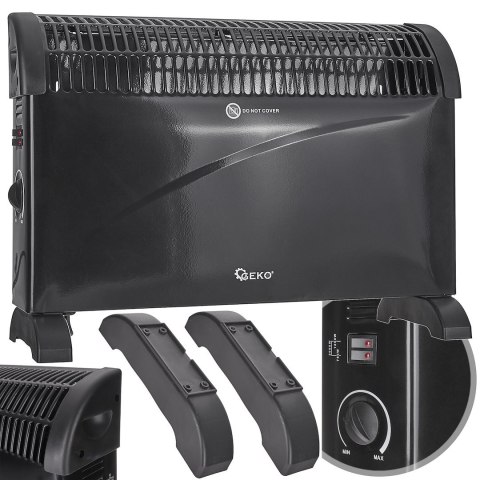 Grzejnik konwektorowy czarny z termostatem 2000W (1) Geko