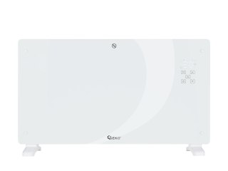 Grzejnik konwektorowy szklany biały z LCD, pilotem sterowania i WiFi 2500W (1) Geko