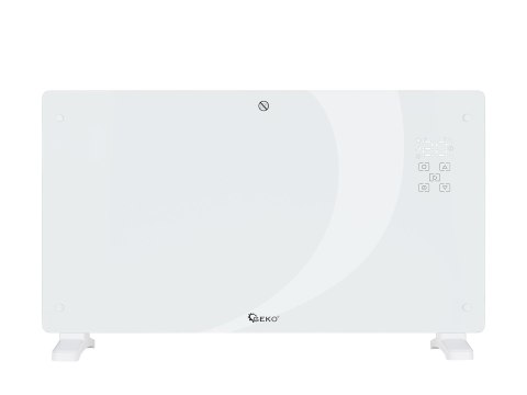 Grzejnik konwektorowy szklany biały z LCD, pilotem sterowania i WiFi 2500W (1) Geko