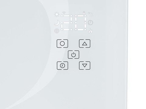 Grzejnik konwektorowy szklany biały z LCD, pilotem sterowania i WiFi 2500W (1) Geko