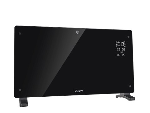 Grzejnik konwektorowy szklany czarny z LCD, pilotem sterowania i WiFi 2500W (1) Geko