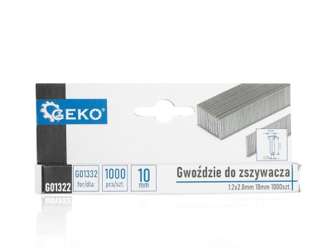 Gwoździe do zszywacza 1.2x2.0mm 10mm 1000szt. (200) Geko