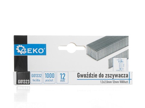 Gwoździe do zszywacza 1.2x2.0mm 12mm 1000szt. (200) Geko