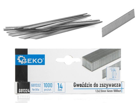 Gwoździe do zszywacza 1.2x2.0mm 14mm 1000szt. Geko