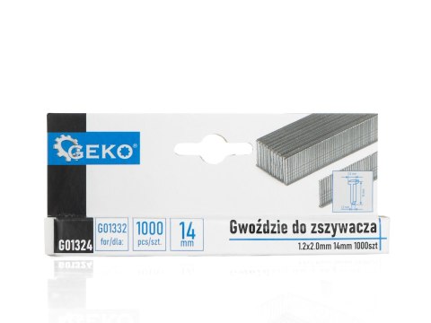 Gwoździe do zszywacza 1.2x2.0mm 14mm 1000szt. Geko