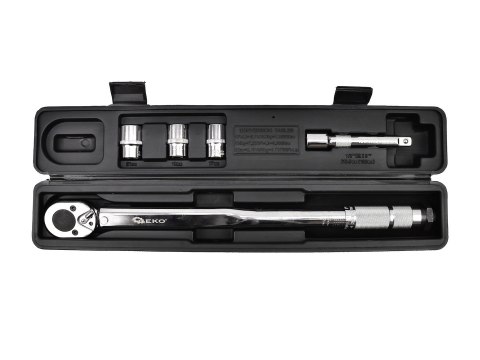 Klucz dynamometryczny 1/2" 28-210Nm nasadki i przedłużka (10) Geko