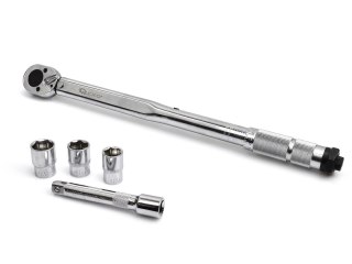 Klucz dynamometryczny 1/2" 28-210Nm nasadki i przedłużka (10) Geko