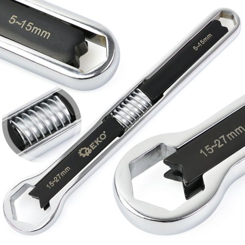 Klucz oczkowy nastawny - dwustronny 15-27mm/5-15mm CrV (30) Geko