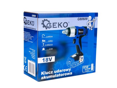 Klucz udarowy akumulatorowy 18V Li-ion 1/2" (4) Geko