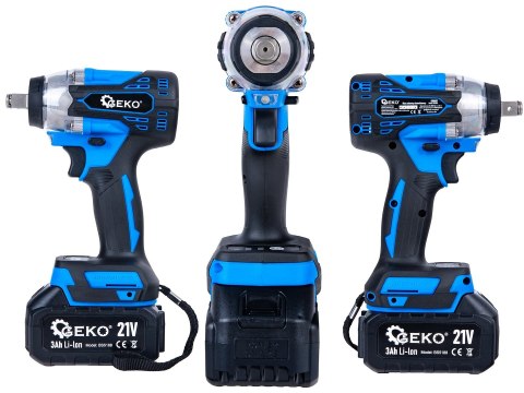 Klucz udarowy akumulatorowy bezszczotkowy 350Nm 2x3.0Ah 21V - zestaw XXL (5) Geko