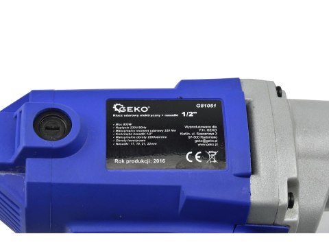 Klucz udarowy elektryczny 1/2" nasadki(5) Geko